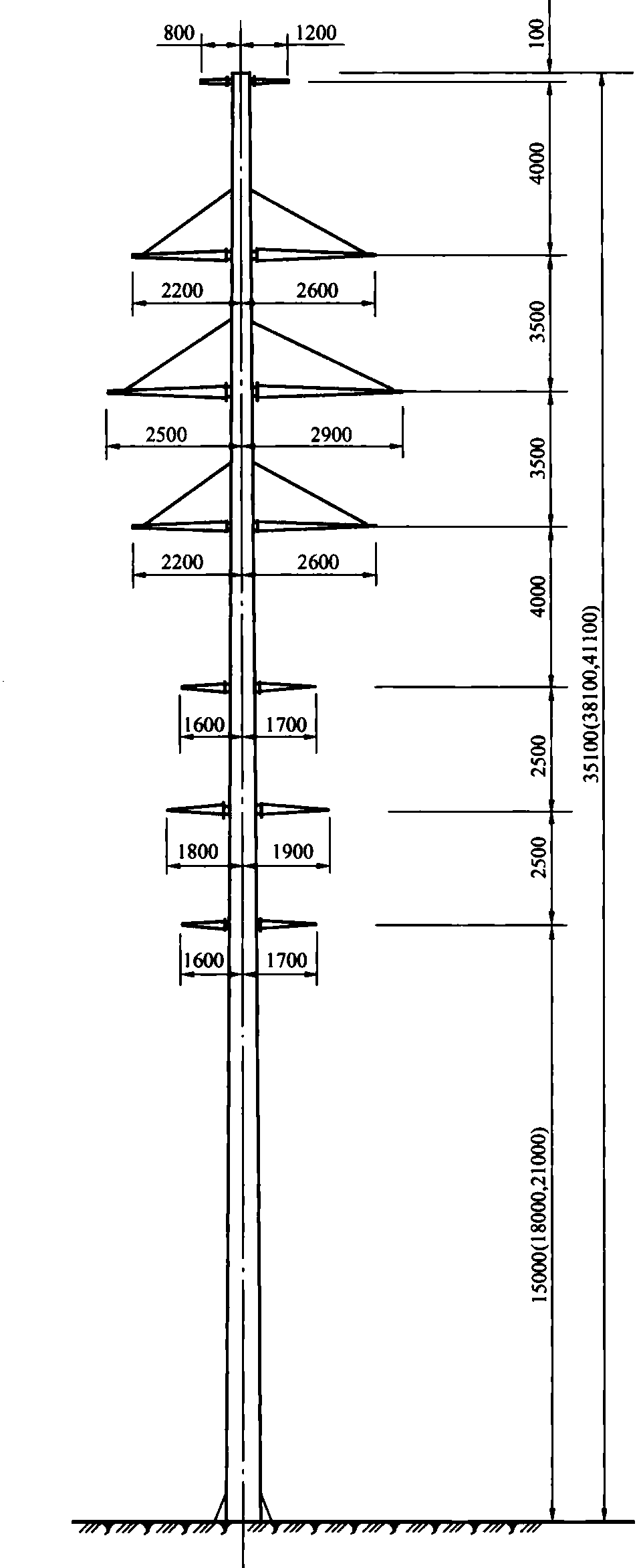 图5-104 四回路45°转角杆 (1)